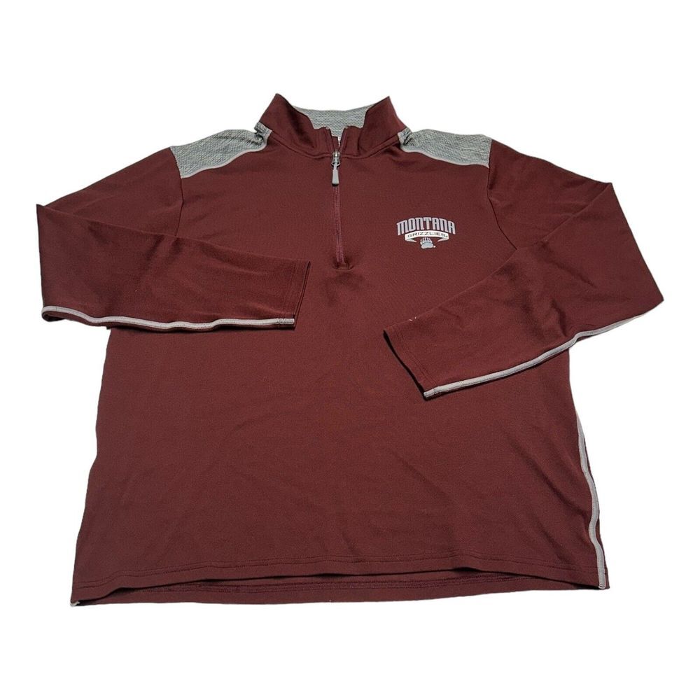 Champion Montana Grizzlies 1/4 Zip Mens M Red Maroon University Pullover NCAA LS